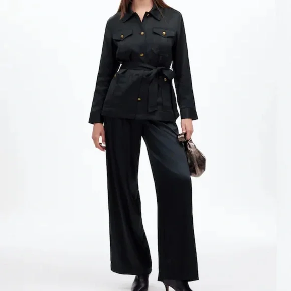 Madewell Double-Faced Satin Safari Jacket  black NWT M - Picture 2 of 10